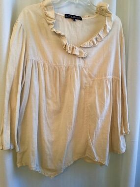 J.P. & MATTIE… Boho, Hippie, Peasant top …cotton, 3/4 bell sleeve, size lg.